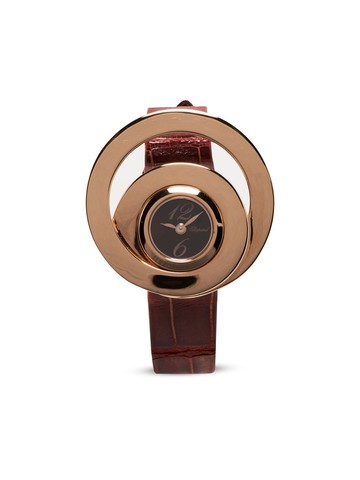 Chopard Pre-Owned - 2011 pre-owned Double Loop 32mm - women - 18kt Gold/Leather - One Size - Black