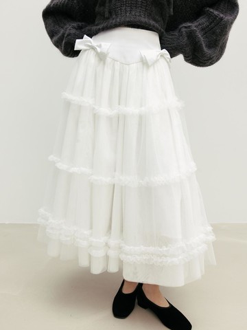 FRILL LONG TULLE SKIRT_TT4W507IV