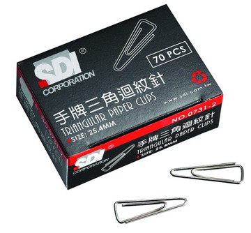 SDI 手牌 # 0731B  三角迴紋針25.4mm(70支裝)