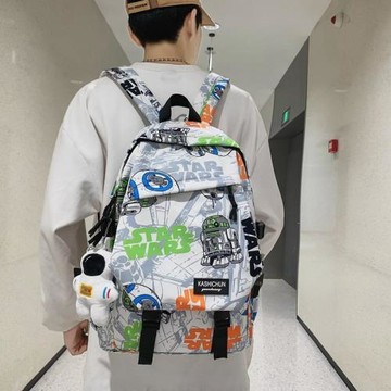 王一博同款純色通勤男包棒球帽商務電腦背包大學生書包雙肩包簡約