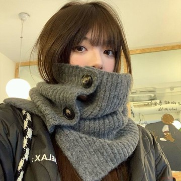 精選好物🌈圍脖脖套秋冬保暖圍巾韓版純色防寒保暖防寒護頸針織披肩
