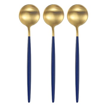 邸家本舖 304不鏽鋼歐風餐勺 22x5cm  餐勺  藍金  3支