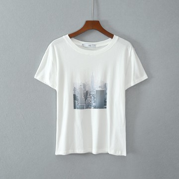 夏款女裝短袖修身圓領創意印花T恤衫上衣服顯瘦潮