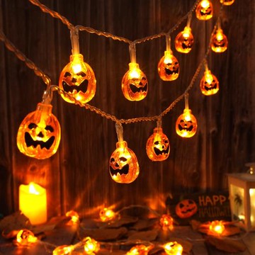 萬圣節裝飾南瓜燈串場景布置LED小彩燈閃燈串燈滿天星鬼節星星燈