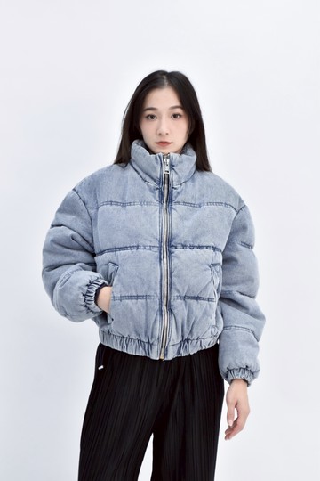 (L) bershka丹寧牛仔棉質純棉鋪棉藍色外套