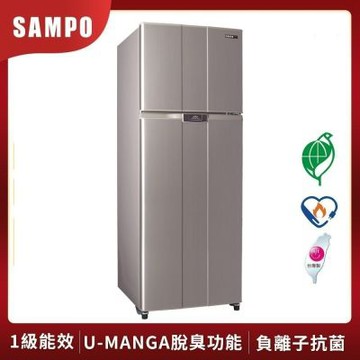 SAMPO聲寶 460L 1級變頻負離子抗菌雙門電冰箱[箱損品]紫璨銀 含基本安裝+舊機回收
