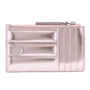 TORY BURCH 154961 立體方塊造型拉鍊卡片包/零錢包.金屬粉