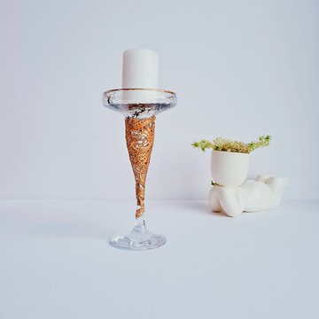 金色玻璃燭台手工製作的複古風格玻璃燭台