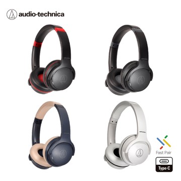 鐵三角 無線耳罩式耳機(ATH-S220BT)-灰藍杏/黑/黑紅/白