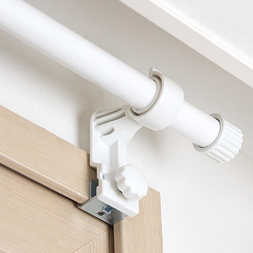 SERYUHOME Pure 25mm 免鑽孔伸縮窗簾桿組 白色  窗簾桿(100-180cm)  穿孔掛鉤(9.8 x 8 cm)