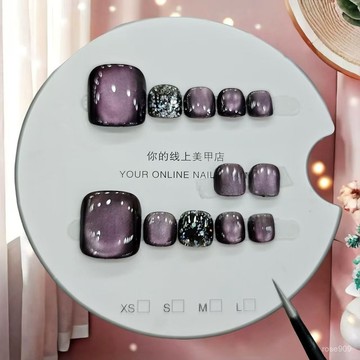💅秒殺❤️超慾💅高級新款ins純手工穿戴腳趾甲貓眼美甲貼片短款可拆卸顯白腳甲腳趾甲穿戴甲 7ONY