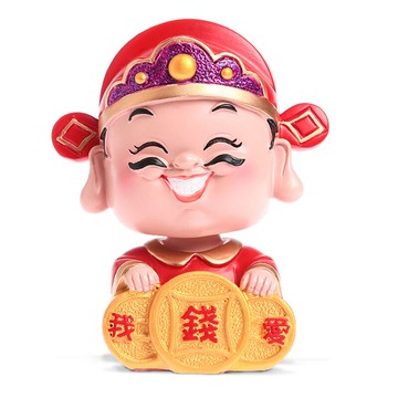 搖頭財神爺擺件汽車招財店鋪家用小財神車載車內飾品辦公室擺設