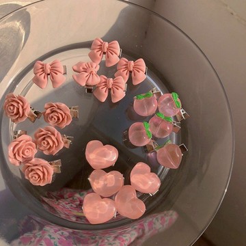 【遇見臻品】 BB124 新娘髮飾超甜美的粉色髮夾少女蝴蝶韓國少女水晶一字髮夾韓系可愛造型髮夾女童髮飾花童