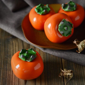 小柿子陶瓷茶葉罐創意仿真迷你家用事事如意便攜手工擺件茶寵茶倉