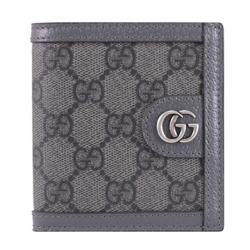 GUCCI 732016 Ophidia GG Supreme 滿版印花對折六卡短夾.深灰