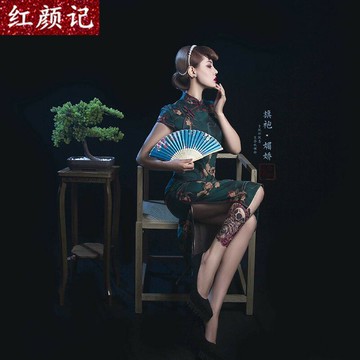 嬌媚影樓拍照主題服裝優雅性感民國風老上海軍閥太太復古蝕骨旗袍