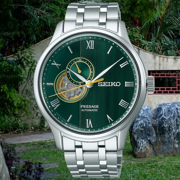 SEIKO精工 PRESAGE系列 日式庭園 開芯機械腕錶 41.8mm (4R39-00W0G/(SSA463J1)