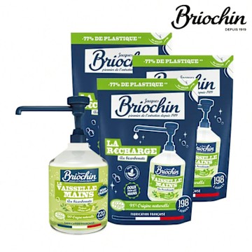 Jacques Briochin 藍牌碧歐馨 檸檬小蘇打護手洗碗精 四入組-護手洗碗精500mlx1+補充包450mlx3