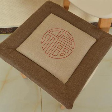 【福字亞麻布椅方坐墊-40/45-厚4cm-1款/組】布椅墊蒲團加厚透氣榻榻米飄窗墊-7501039