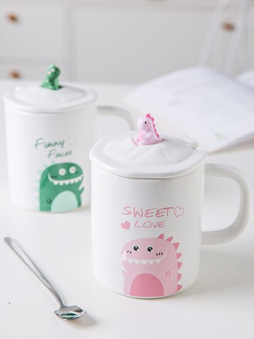 億嘉可愛陶瓷卡通杯子帶蓋勺馬克杯創意水杯家用牛奶咖啡杯情侶款