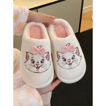 細細條 可愛卡通毛毛鞋女冬季室內防滑正版迪士尼網紅居家棉拖鞋