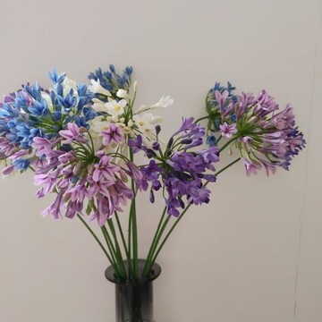 仿真白色藍色百子蓮高端花材歐式假花花束裝飾客廳臥室拍攝道具