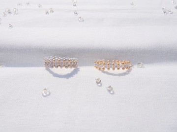 串珠戒指 兩圈 【 灰&金線條 】 鍍金戒指