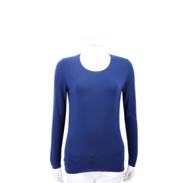 Andre Maurice 喀什米爾捲邊藍色針織羊毛衫