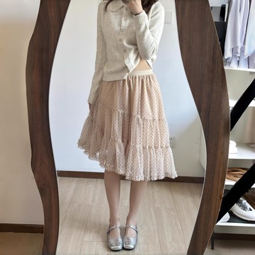 BAi白媽媽 點點網紗裙／植絨不規則蛋糕裙 仙女澎澎裙－【350782】