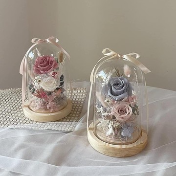 【情人節永生花盅】七夕花禮 玻璃花盅 情人節花禮 生日禮物 告白