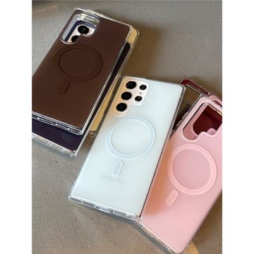 高級配色磁吸殼適用于三星S24ultra手機殼S23 S24 S25+保護殼支持磁吸支持無線充電保護殼IMD磨砂防摔magsafe