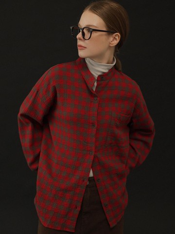 China Washing Textured Herringbone Check Shirt