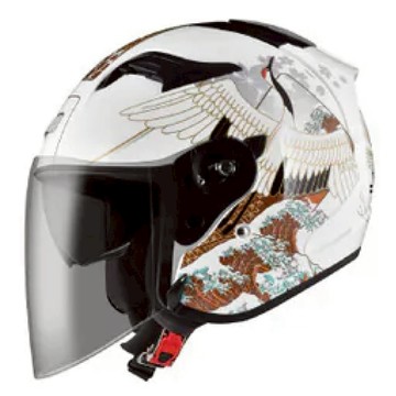 ASTONE 安全帽 DJS 彩繪 BM19 千羽鶴 白/咖 透氣內襯 耳機槽 內墨片 眼鏡溝槽 全拆洗 半罩