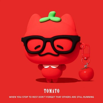 戴眼鏡 西紅柿 貓咪 適用於AirPods Pro3 保護殼 1/2/3/4代耳機殼 Pro2 保護套 軟殼 防摔殼