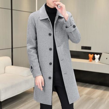 毛呢大衣男士中長款秋冬款韓版潮流雙面羊絨冬裝手工外套呢子風衣