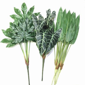 高仿真八角葉 觀音葉 蕉葉白芋葉手感過膠大葉片落地插花綠植新款