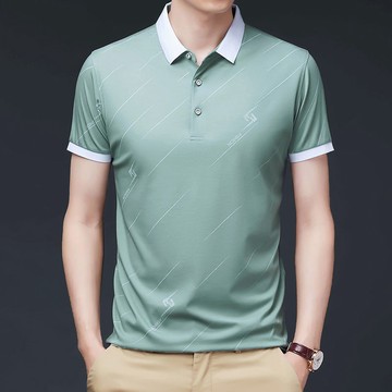 爸爸夏装冰丝短袖T恤中年男士polo衫夏季新款男装上衣服中老年男    短袖POLO衫 純棉POLO衫 POLO衫男