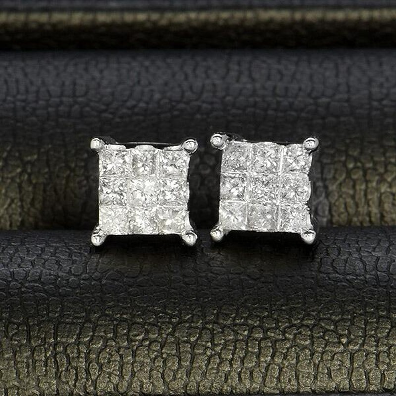 ダイヤモンド ピアス K18 ホワイトゴールド 0.5ct プリンセスカット