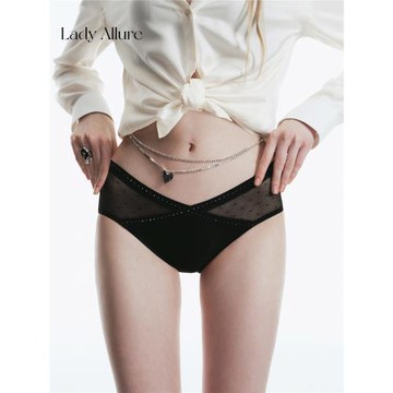 「LA」辣御蔓延*性感輕奢蕾絲水鉆內褲女法式復古冰絲無痕三角褲