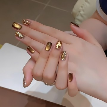 💗台灣出貨💗皇帝金美姐弟拉德顯白手工豹紋貓眼時尚秋冬純手工高階穿戴美甲店長優選