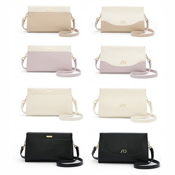 ANNA DOLLY 輕盈雙色斜背包 白色