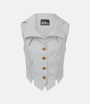 Vivienne Westwood Meryl Waistcoat Pinstripe Shirting Grey 42 Women