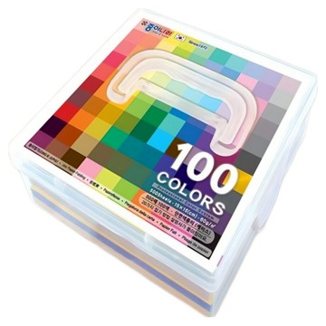 JONG IE NARA 單面彩紙 500張 + 塑膠盒  100色  1盒