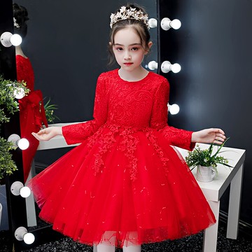 元旦兒童演出服大合唱表演服裝幼兒園舞蹈服女童公主裙子蓬蓬紗裙1入