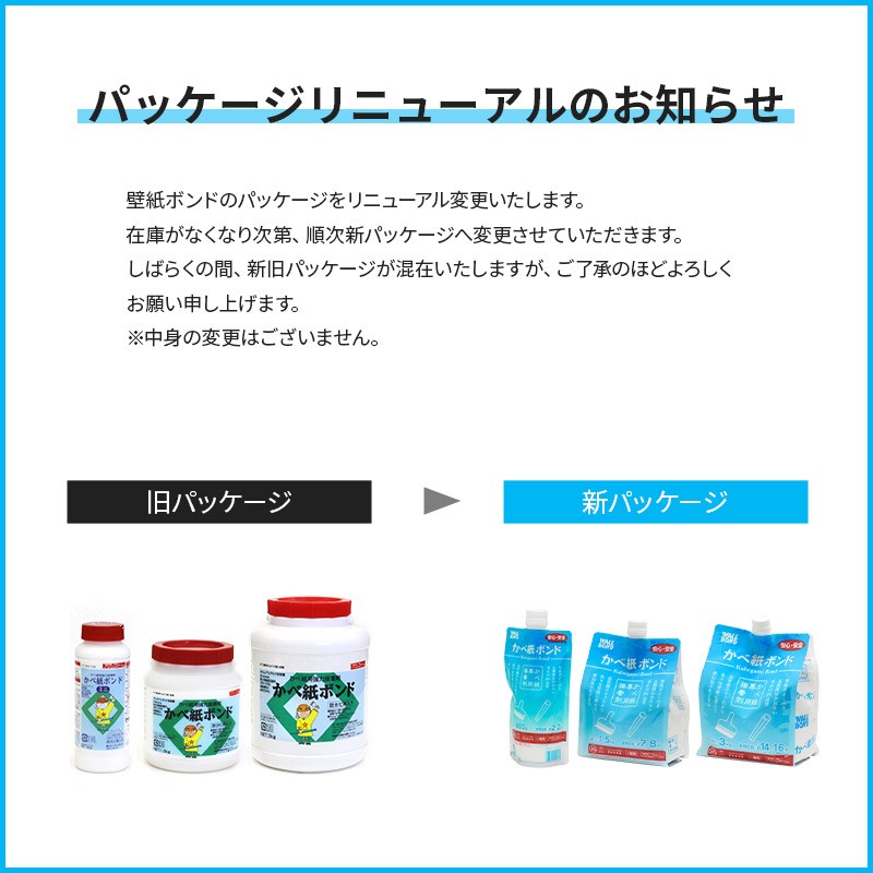 壁紙ボンド 壁紙用強力接着剤 3kg 約15平方m 水溶性 防カビ剤入り