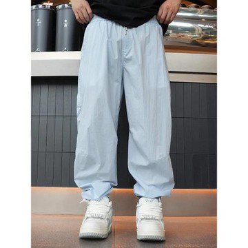 春秋美式潮牌哈倫束腳休閑褲男士純色百搭工裝運動速干透氣空調褲