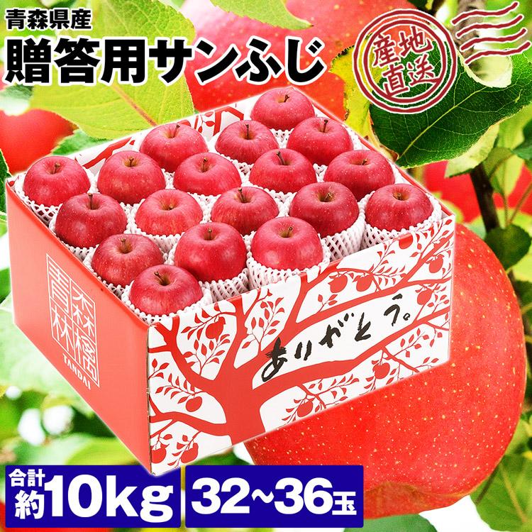 サンふじ 10kg 青森県産 贈答用 りんご 32〜36玉 産地直送 林檎 リンゴ ふじりんご フルーツ 果物 指定日不可 同梱不可 産直