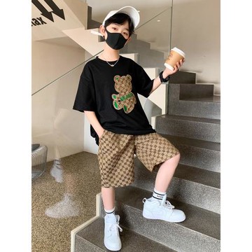 兒童裝中大男童夏裝套裝2025新款男孩夏季短袖運動時髦痞帥氣潮酷