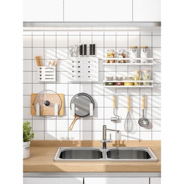 廚房壁掛置物架免打孔刀架鍋蓋架不銹鋼多功能壁掛式鍋蓋架調料架