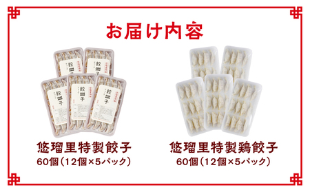 悠瑠里特製餃子60個鶏餃子60個 食べ比べセット 餃子 ぎょうざ 惣菜